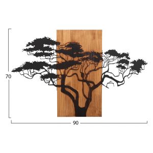 Декорация за стена дърво фигура Hm4648-метал-дърво 90x3(дебелина)x58hcm.
