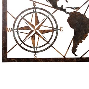 Декорация за стена карта на света Hm4656 бронз метал 120x0,1x60hcm.