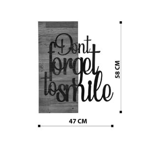 Wall decoration smile made of pine wood in natural color and black metal 47x3x58cm