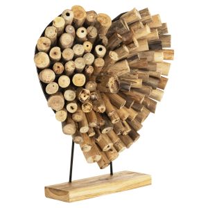 Декорация сърце Naturally от тикови клони в естествен цвят Hm7910 - 53x5x51cm