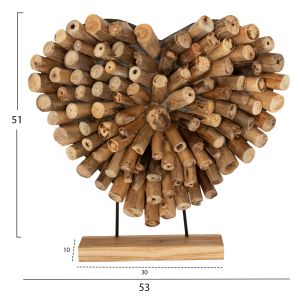 Декорация сърце Naturally от тикови клони в естествен цвят Hm7910 - 53x5x51cm