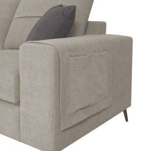 Right corner sofa Montana light gray fabric-gray pillows 275x215x93cm