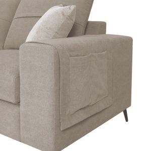 Right corner sofa Montana gray-beige fabric-light gray pillows 275x215x93cm