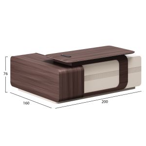 Десно ъглово офис бюро серия President Hm2147r меламин в орех-бежово 200x160x76всм