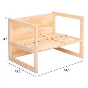 Детска дървена пейка-маса Miko Hm9289 натурал 64.5x45.x47y см.