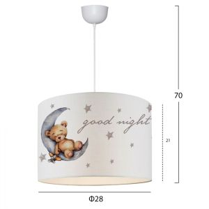 Children's lamp Hm7574.02 white with bear pattern D28x70ycm