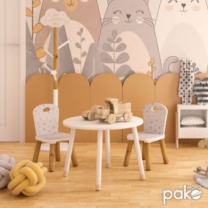 Детска маса Playful бяло-натурално D60x43,5cm
