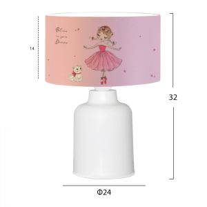 Children's fabric lighting table Hm7577.03 pink ballerina design D24x32cm