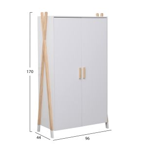 Children's wardrobe Paschal Hm2494.03 white melamine-pine legs 96x44x170hcm.