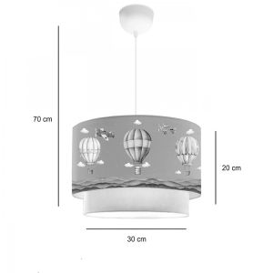 Children's chandelier Balon in green-cream shade D30x20cm