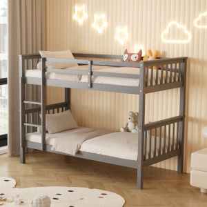 Детско двойно легло от борова дървесина в сиво-за матраци 190x90cm Hm682,05