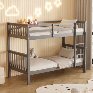 Детско двойно легло от борова дървесина в сиво-за матраци 190x90cm Hm682,05