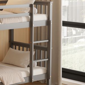 Детско двойно легло от борова дървесина в сиво-за матраци 190x90cm Hm682,05