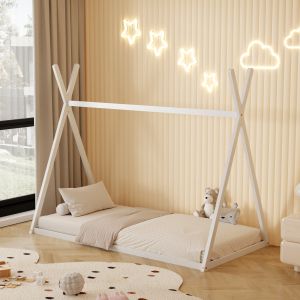 Children's bed Munk Montessori pine solid wood in white for mattress 190x90cm Hm681,03