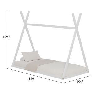 Children's bed Munk Montessori pine solid wood in white for mattress 190x90cm Hm681,03