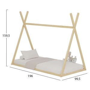 Children's bed Munk Montessori pine solid natural for mattress 190x90cm Hm681,01