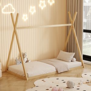 Children's bed Munk Montessori pine solid natural for mattress 190x90cm Hm681,01