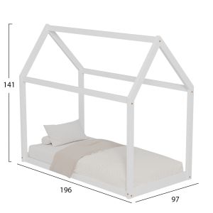 Детско легло Pepe Hm677,03 T,монтесори масив борово дърво в бяло- 190x90cm