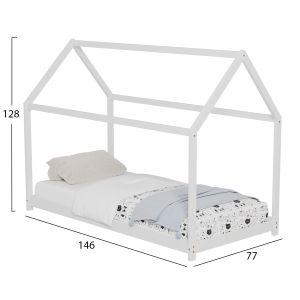 Children's bed Pepe Hm678,03 t, Montessori solid pine wood in white - 140x70cm