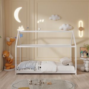 Children's bed Pepe Hm678,03 t, Montessori solid pine wood in white - 140x70cm