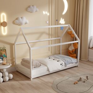 Children's bed Pepe Hm678,03 t, Montessori solid pine wood in white - 140x70cm