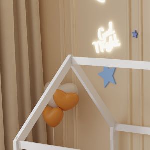 Children's bed Pepe Hm678,03 t, Montessori solid pine wood in white - 140x70cm