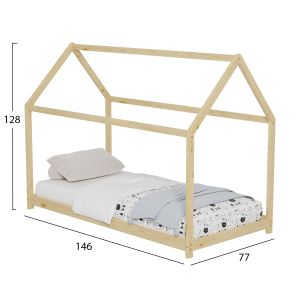 Pepe Montessori children's bed, solid pine, natural - 140x70cm Hm678.01