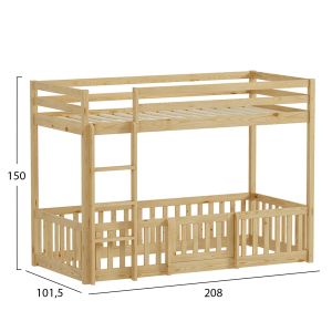 Детско легло Playkid с Playpark Hm703.01 борово дърво в натурал за 190x90см..