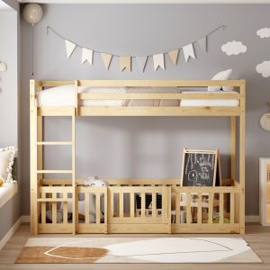 Детско легло Playkid с Playpark Hm703.01 борово дърво в натурал за 190x90см..