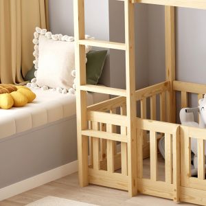 Детско легло Playkid с Playpark Hm703.01 борово дърво в натурал за 190x90см..