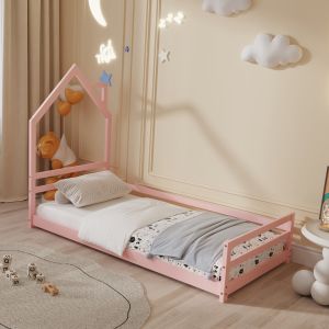 Montessori children's bed, solid pine wood, pink - 190x90cm Hm676.06