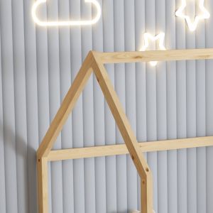 Children's bed house with fence Phyllis Montessori solid pine wood natural color - 190x90cm Hm679,01