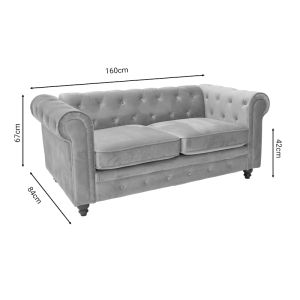 Sofa 2 seats Chesterfield Incredible beige velvet 160x84x67cm