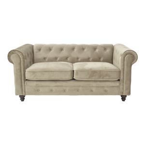 Sofa 2 seats Chesterfield Incredible beige velvet 160x84x67cm