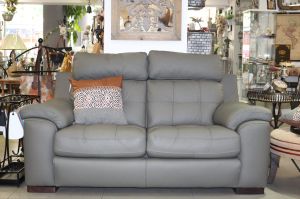 Sofa 2 seats Hera - natural leather - gray - 170/100/92