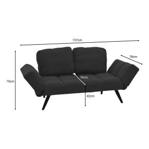 Sofa 3-seater Jackie fabric anthracite-metal black 190x78x75cm