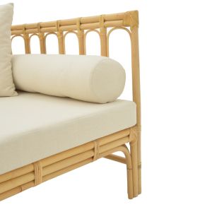 Sofa Alessa natural rattan-white fabric with pillows 200x100x76cm