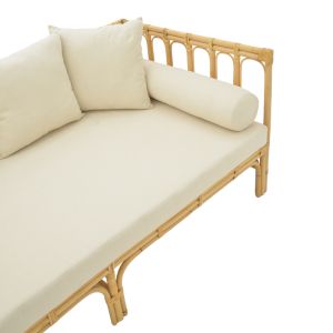 Sofa Alessa natural rattan-white fabric with pillows 200x100x76cm
