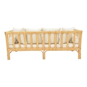 Sofa Alessa natural rattan-white fabric with pillows 200x100x76cm