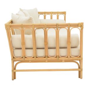 Sofa Alessa natural rattan-white fabric with pillows 200x100x76cm