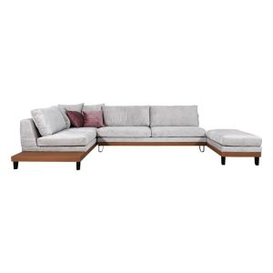 Sofa Filippa left corner Ice with pink pillows 360x240cm