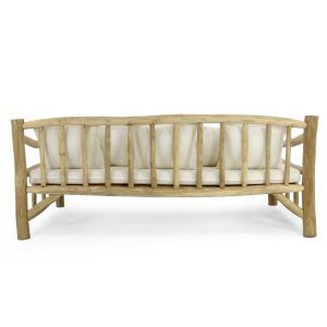 Диван Hm9339 масивно дърво тик и платнена дамаска екрю 210x100x80h