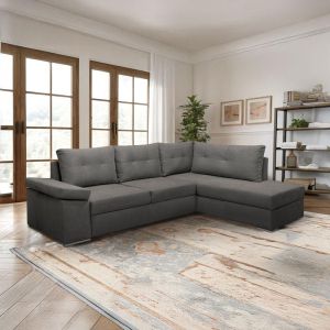 New Angela sofa in gray color right corner with chest 270x180x80cm