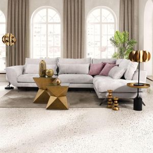 Sofa Renata right corner Ice with pink pillows 340x240