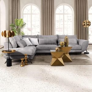 Диван Renata ляв ъгъл Sc сив със сиви възглавници 340x240