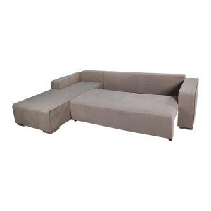 Serena left corner sofa beige color with yellow decorative pillows 297x178x86cm