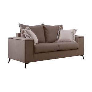 Verona 2-piece sofa, mocha fabric, with cream cushions