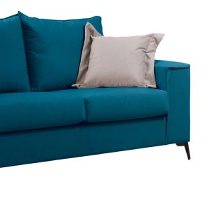 Verona 2-piece sofa, petrol damask, with beige cushions