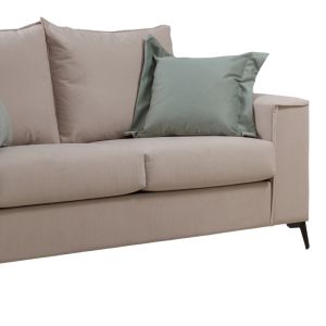 Verona 2-piece sofa, cream fabric, with mint cushions