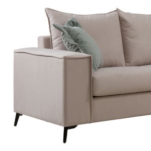 Verona 2-piece sofa, cream fabric, with mint cushions